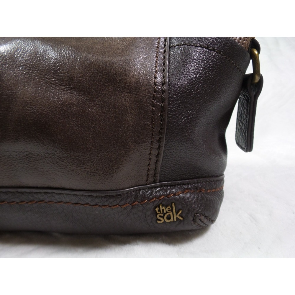The Sak Kendra Hobo Leather Shoulder Bag Brown Zipper Pockets - Picture 4 of 11